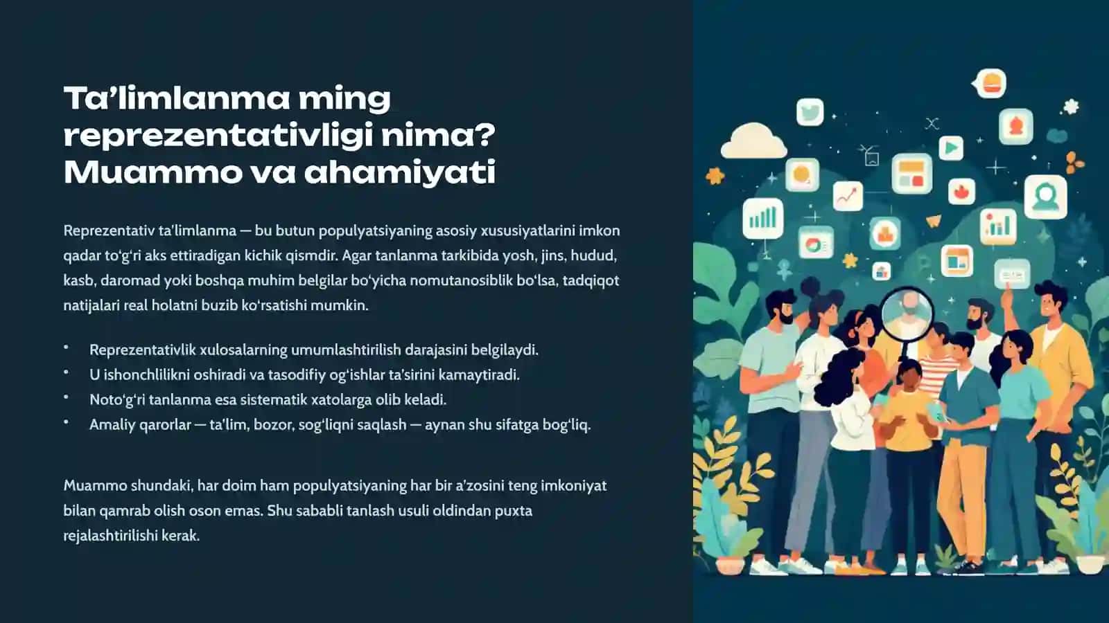 Ta’limlanma ming reprezentativligi va uni hosil qilish usullari 2