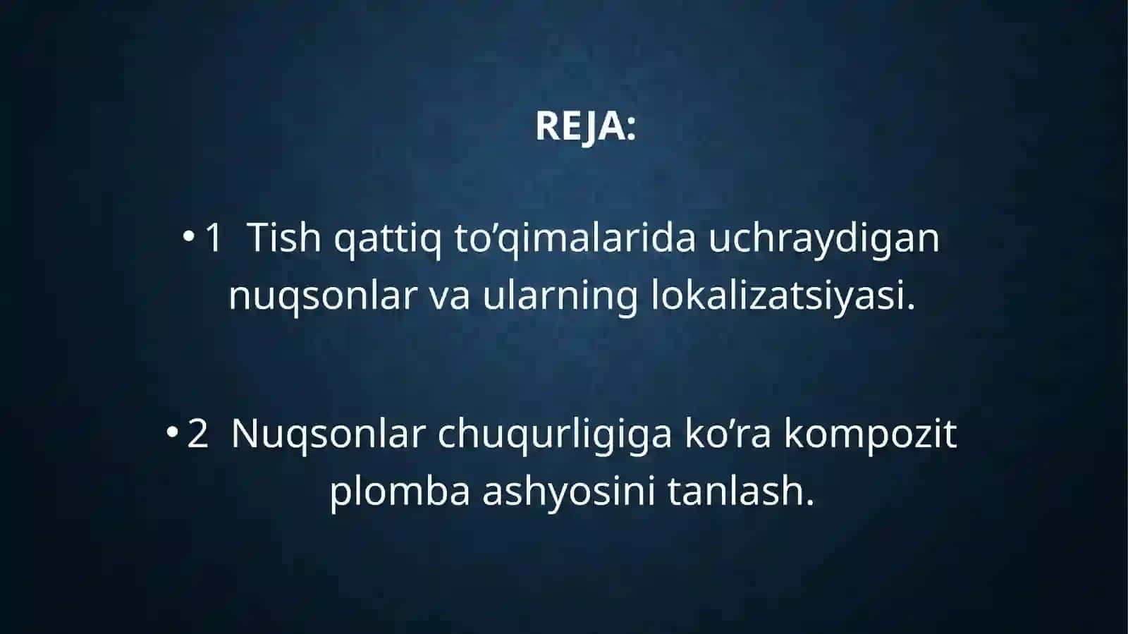 Tish qattiq to'qimalaridan nuqsonning joylashishi va chuqurligiga qarab kompozit plomba ashyosini tanlash mezonlari 2