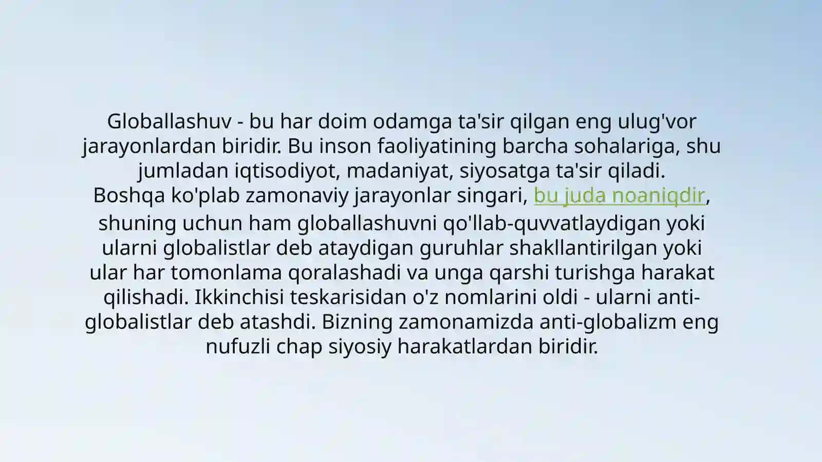 Globallashuvning Ijobiy va Salbiy Yo'nalishlari 2