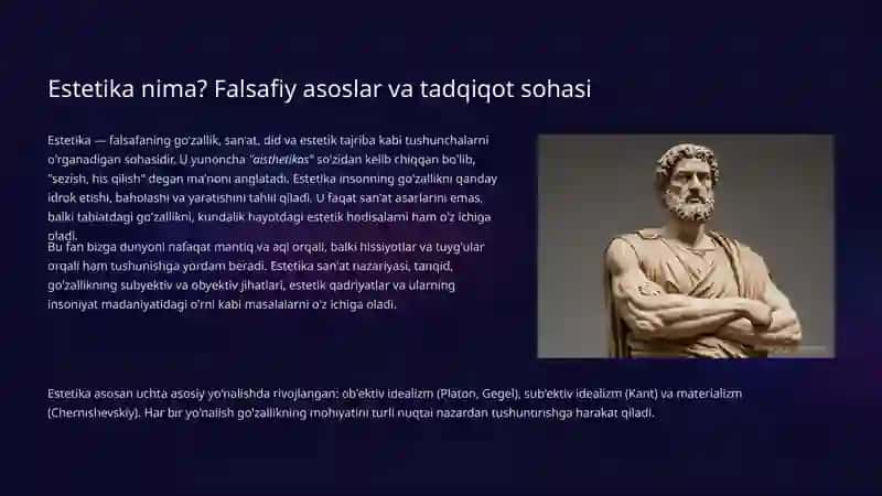 Estetika: Mohiyati, Kategoriyalari va Turlari 2