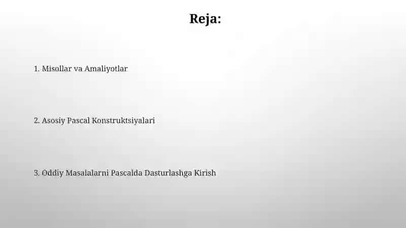 Paskal dasturlash tilida sodda masalalarni dasturlash 2