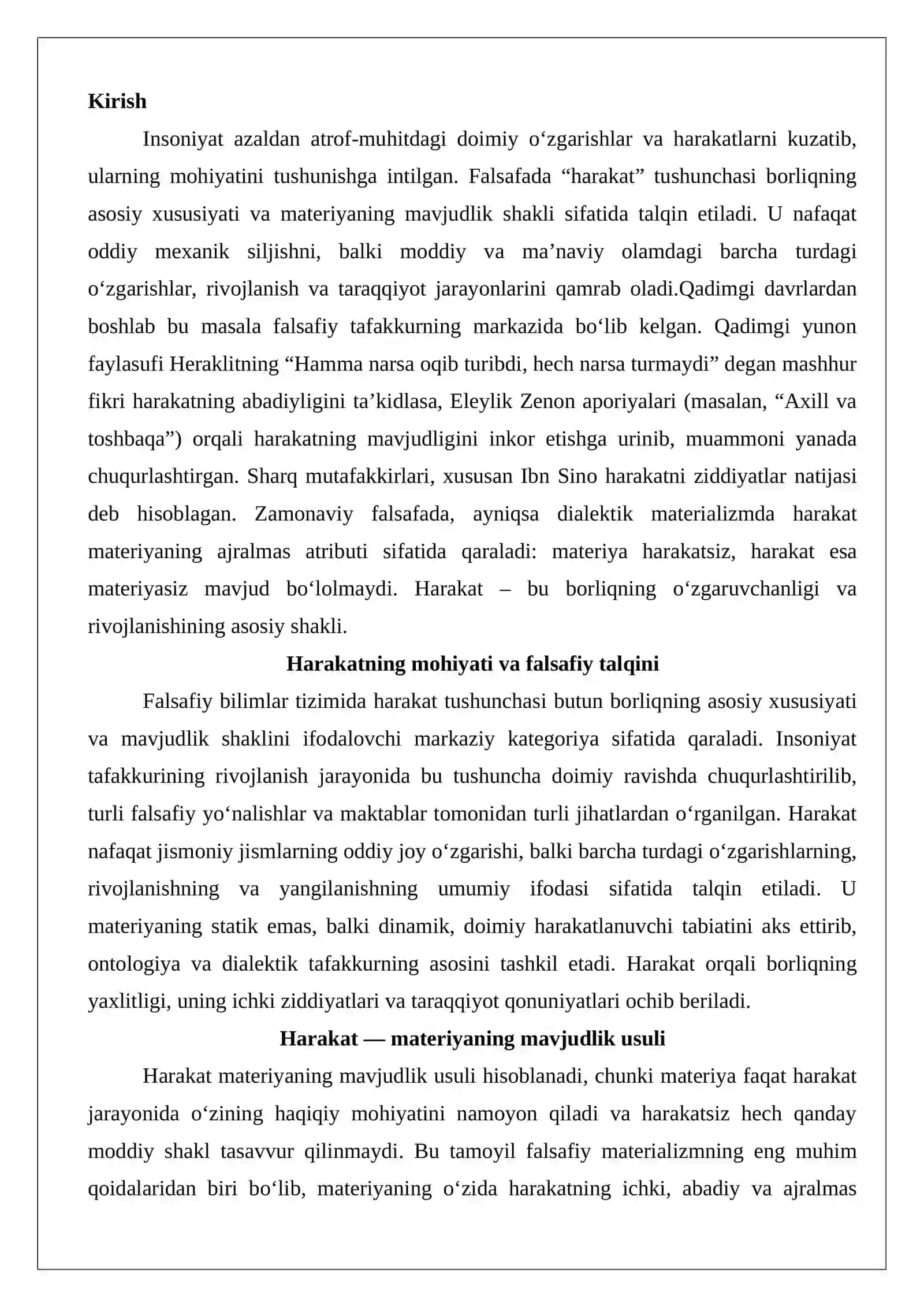 Harakatning mohiyati va shakllari 2