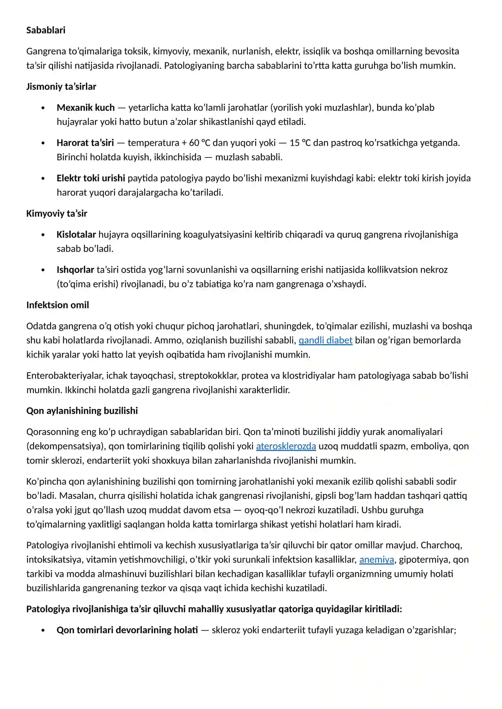 Gangrena (Qorason) Alomatlari va Davolash Usullari 2