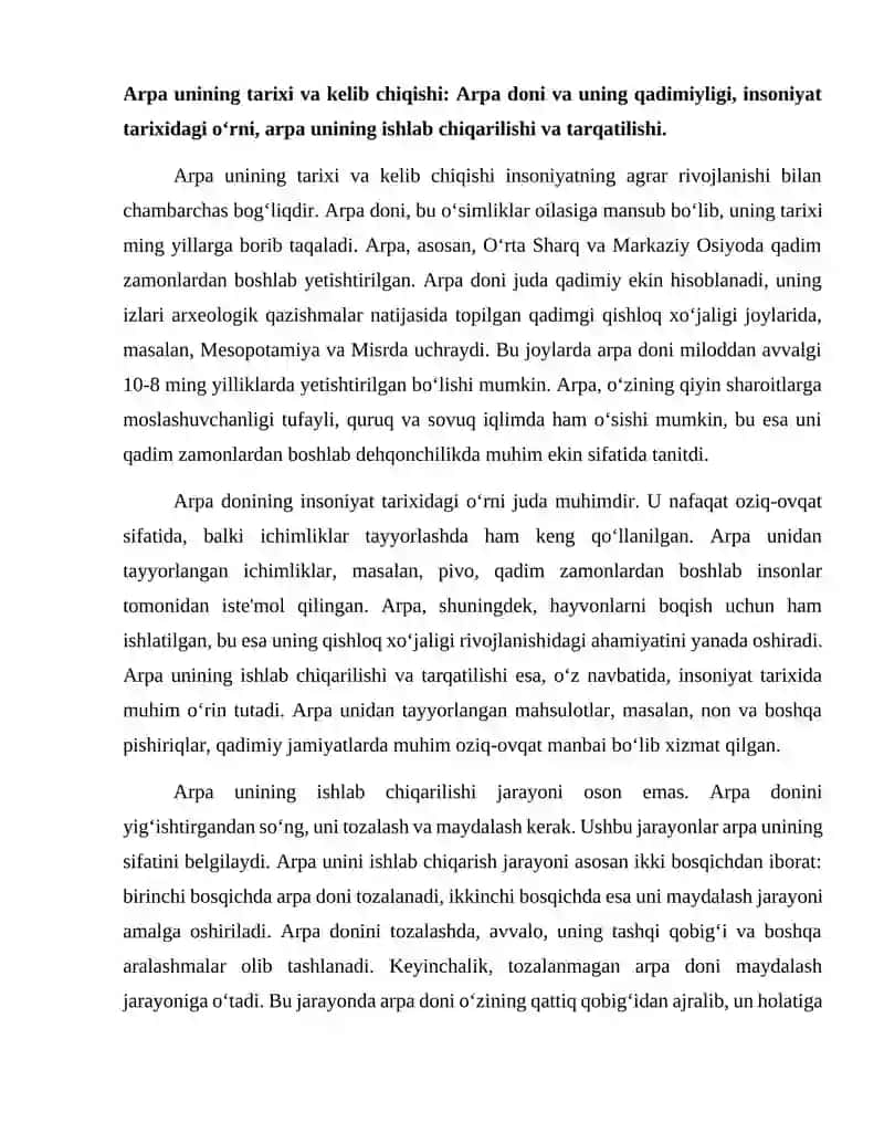 Arpa uni haqida 2