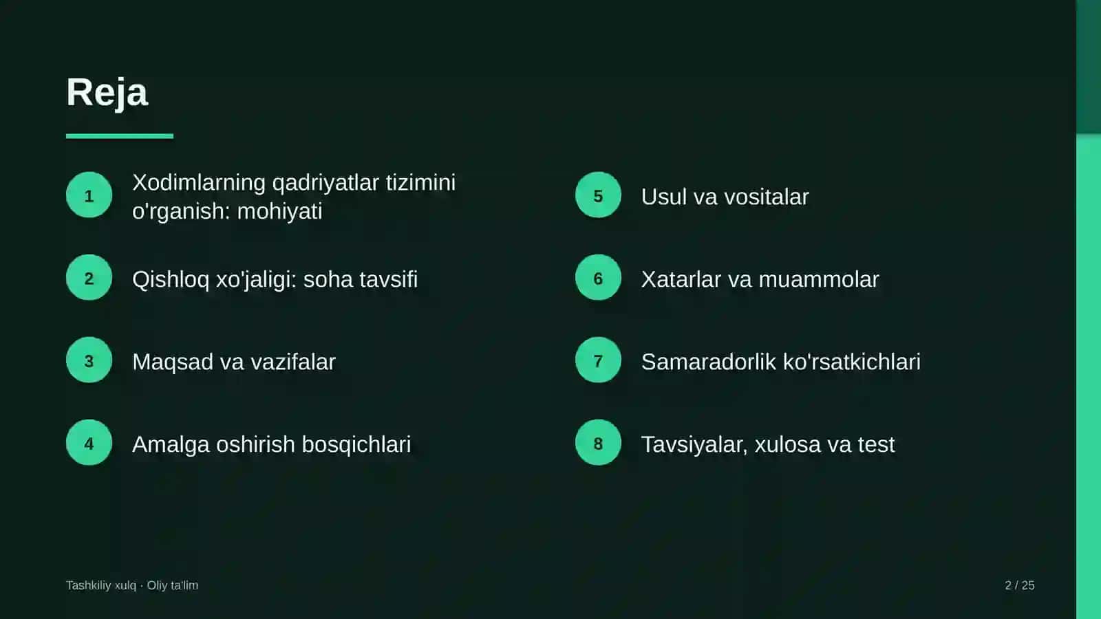 qishloq xo'jaligida xodimlarning qadriyatlar tizimini o'rganish 5310 2