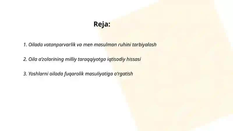 Vatan taraqqiyotiga men masulman Oila jamiyatning bir boʻlagi 2