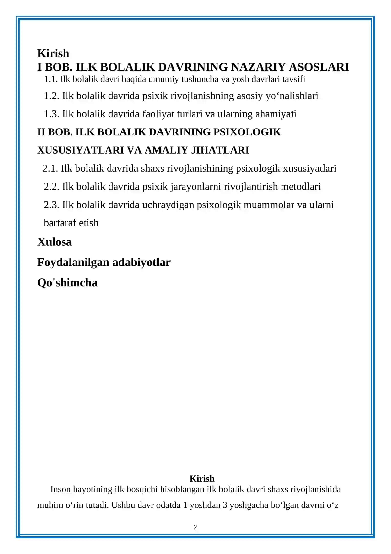 Pedagogika va aniq fanlar kafedrasi Maktabgacha taʼlim psixologiyasi va pedagogikasi – yo‘nalishi 23-07 guruh talabasi Egamberganova Raxatoyning psixologiyasi va psixodiagnostikasi fanidan tayyorlagan KURS ISHI 2
