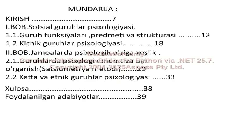 Guruhlararo munosabatlar psixologiyasi kurs ishi 2