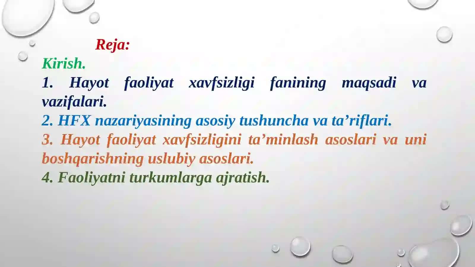 HAYOT FAOLIYATI XAVFSIZLIGINITA’MINLASH ASOSLARI 2