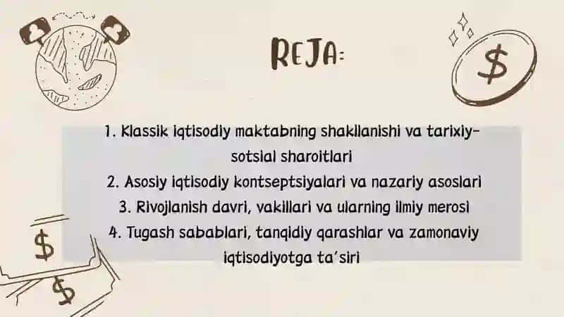 Klassik iqtisodiy maktabning paydo bo'lishi, rivojlanishi va tugashi 2