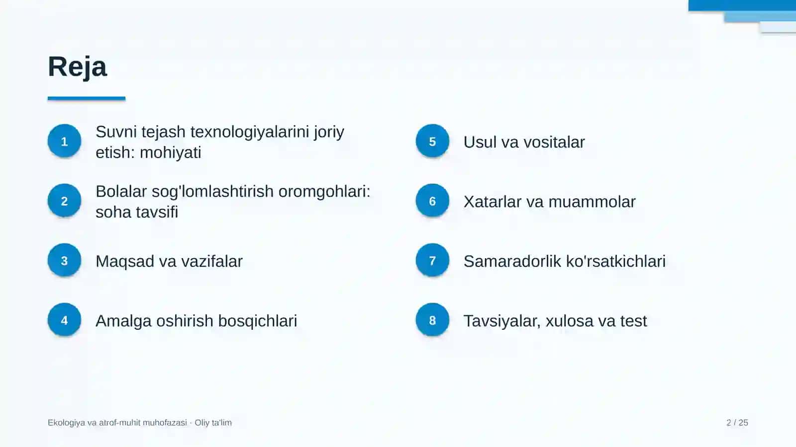 bolalar sog'lomlashtirish oromgohlarida suvni tejash texnologiyalarini joriy etish 7216 2