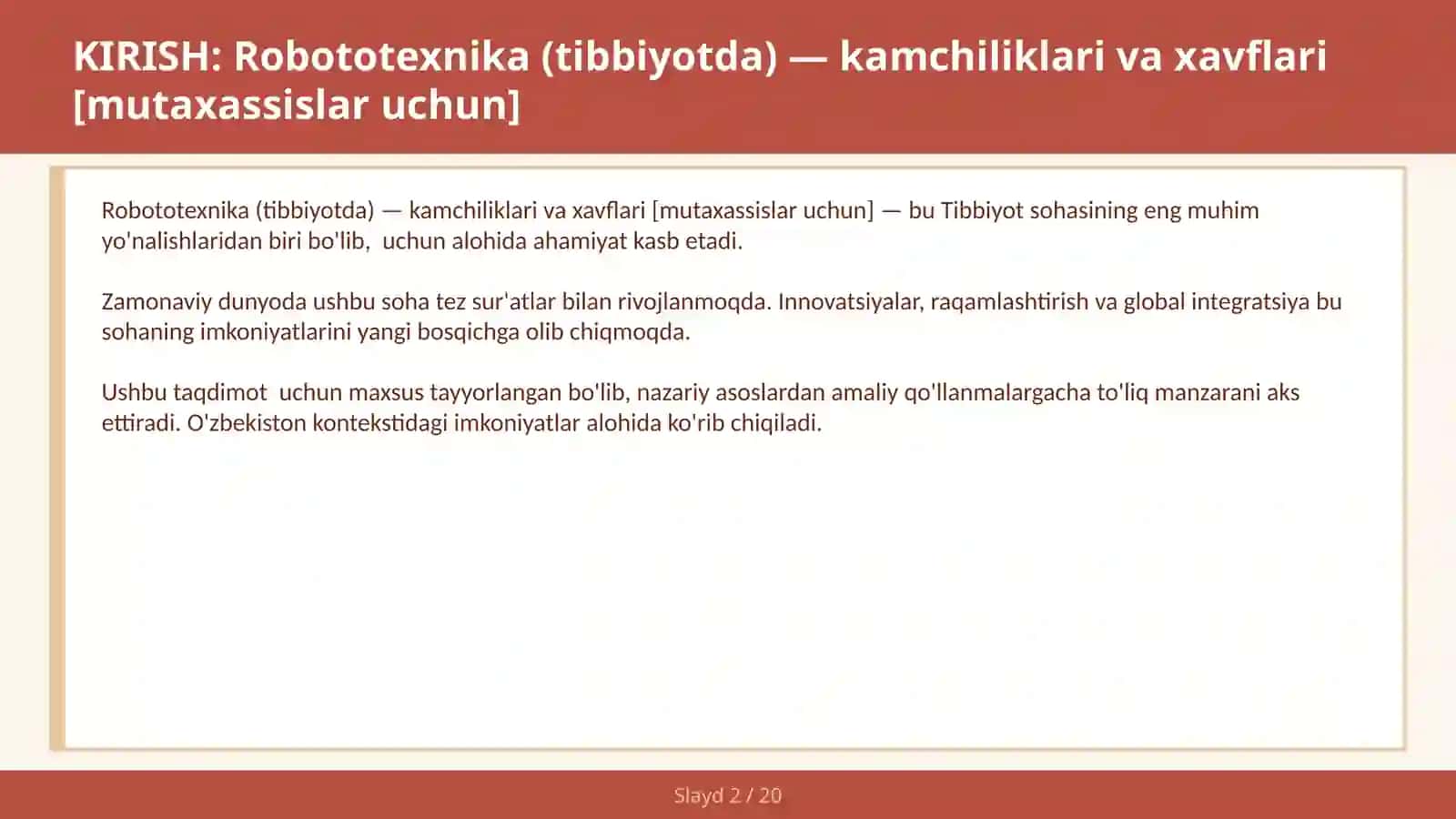 Robototexnika (Tibbiyotda) — Kamchiliklari va Xavflari [Mutaxassislar uchun] 2