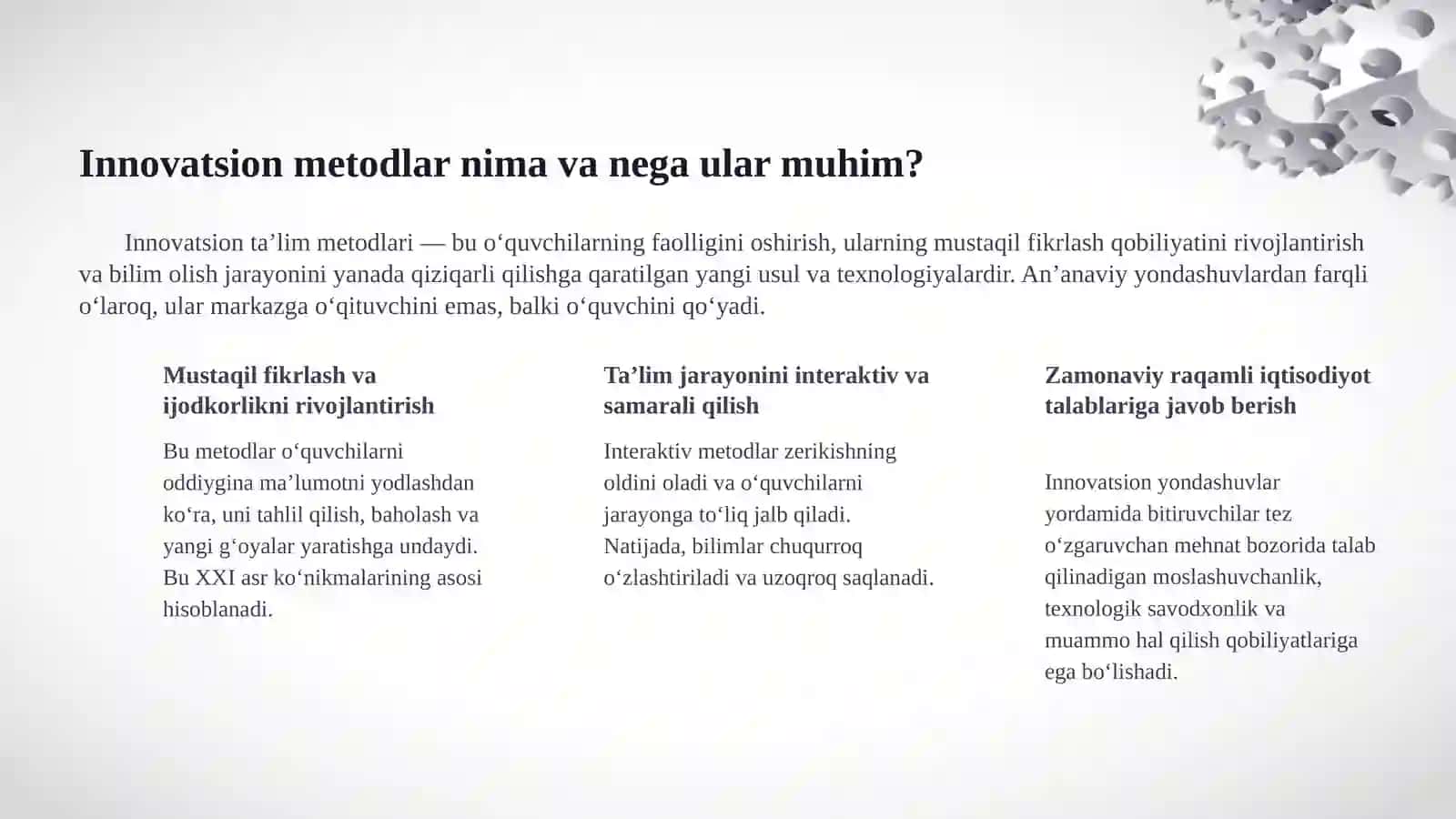 Taʼlimda innovatsion metodlar Kelajak taʼlimining kaliti 2