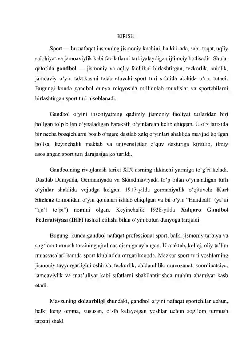 Gandbol o'yinining rivojlanish tarixi va rivojlanish bosqichlar 2