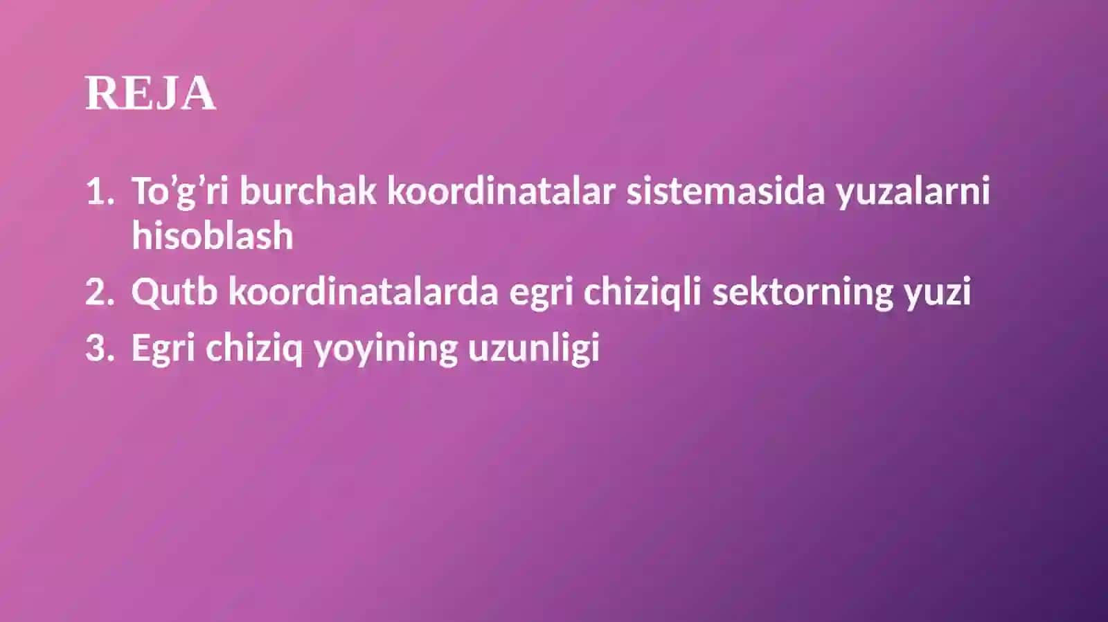 Aniqintegralning geometrik tatbiqlari 2