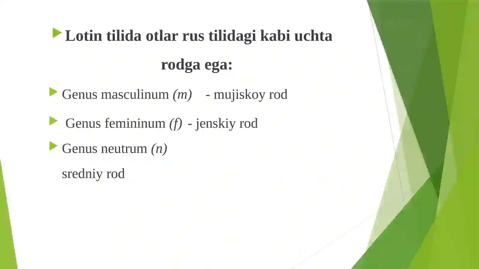 Ot: grammatik kategoriyalar, lug‘at shakli haqida tushuncha, otlarning turlanishi, rodini aniqlash 2