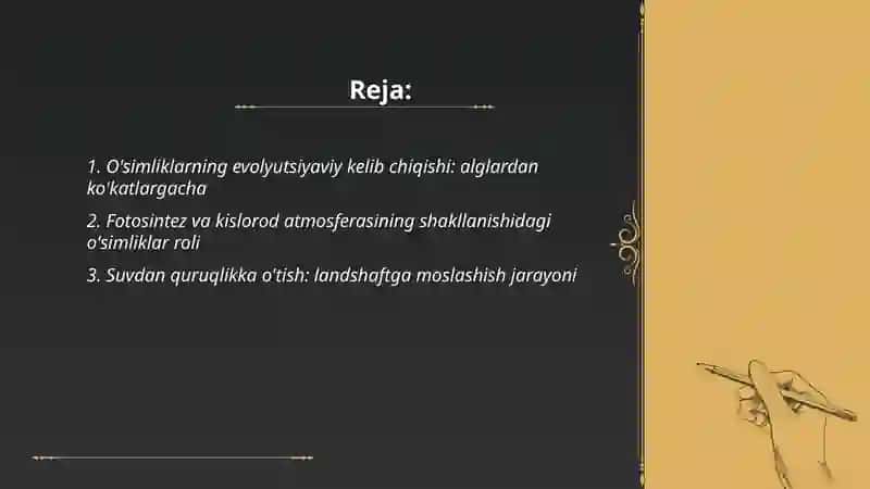 Õsimliklar evolyutsiyasi va tirik tabiatning tarixiy jarayonida paydo bõlishi 2