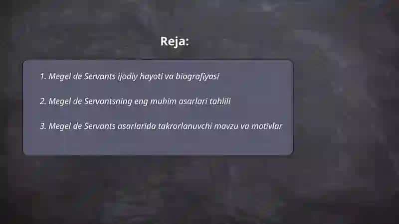 Megel de Servants ijodi 2