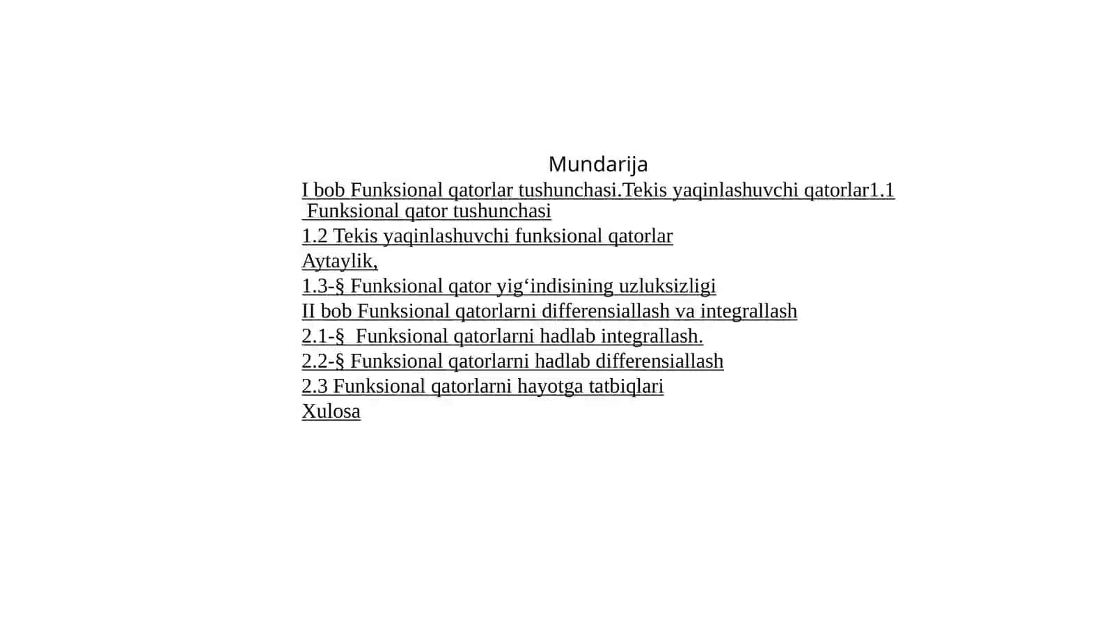 Funksional qatorlar tushunchasi 2