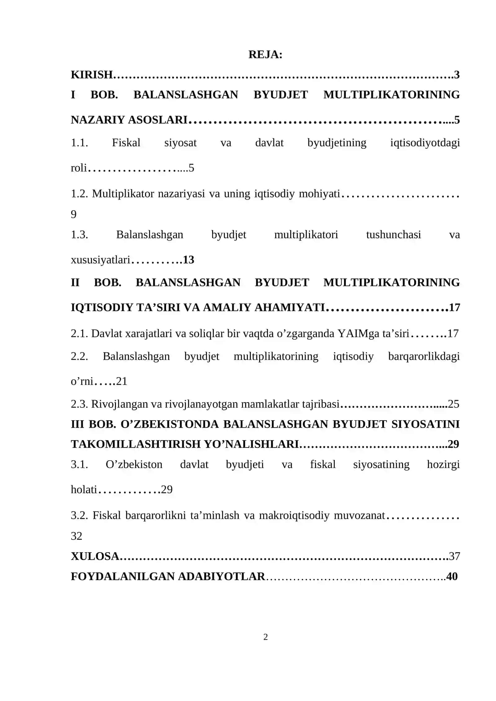 BALANSLASHGAN BYUDJET MULTIPLIKATORI 2