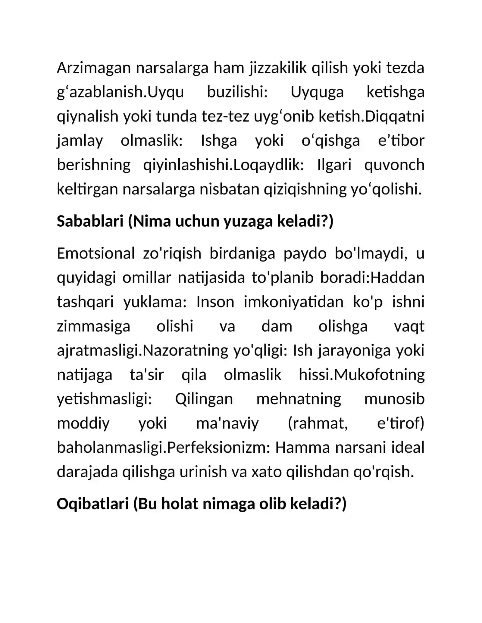 "Emotsional zo'riqish (Vigoranije/Burnout)" holati tahlili 2