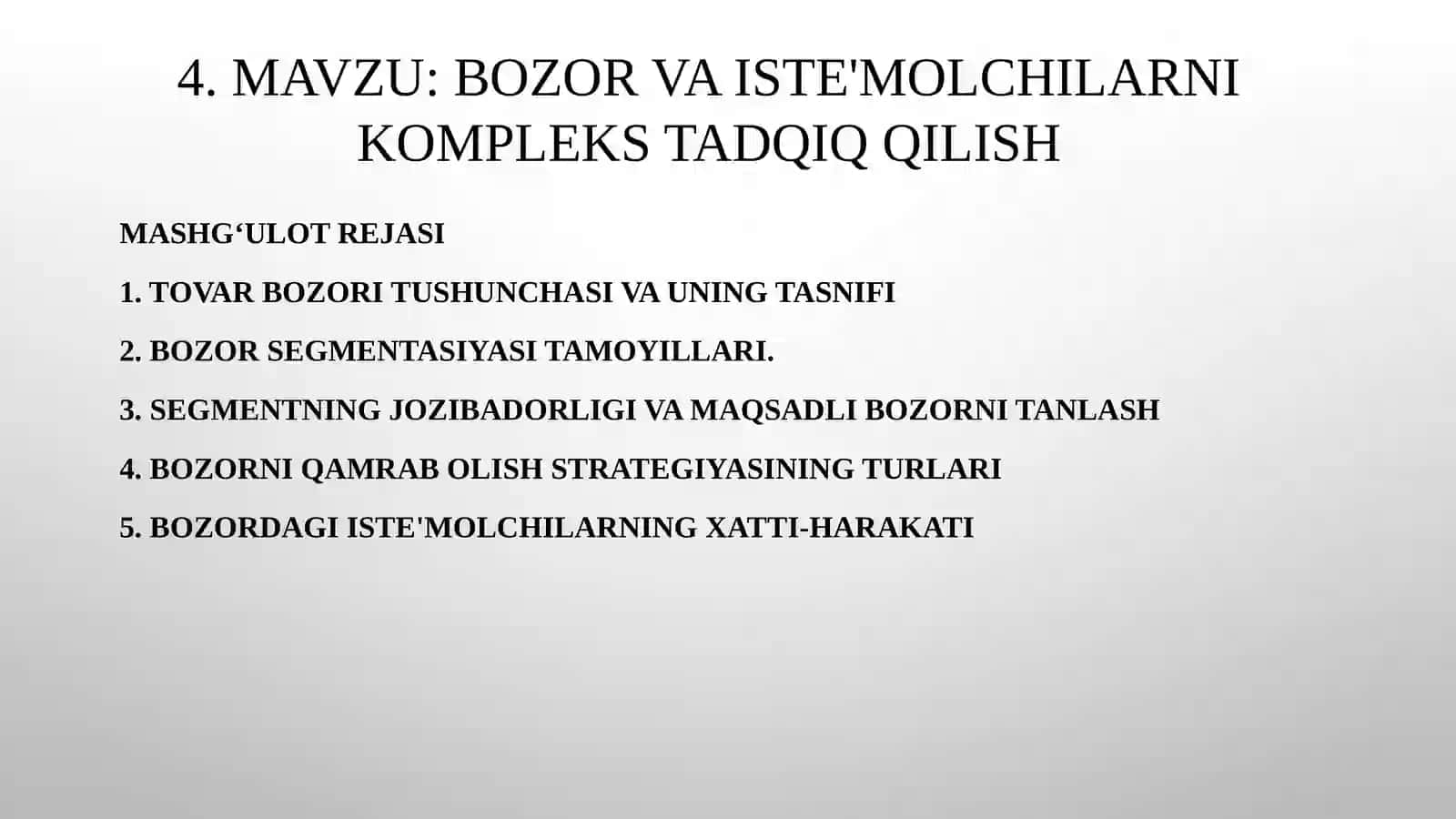Bozor va iste'molchilarni kompleks tadqiq qilish 2