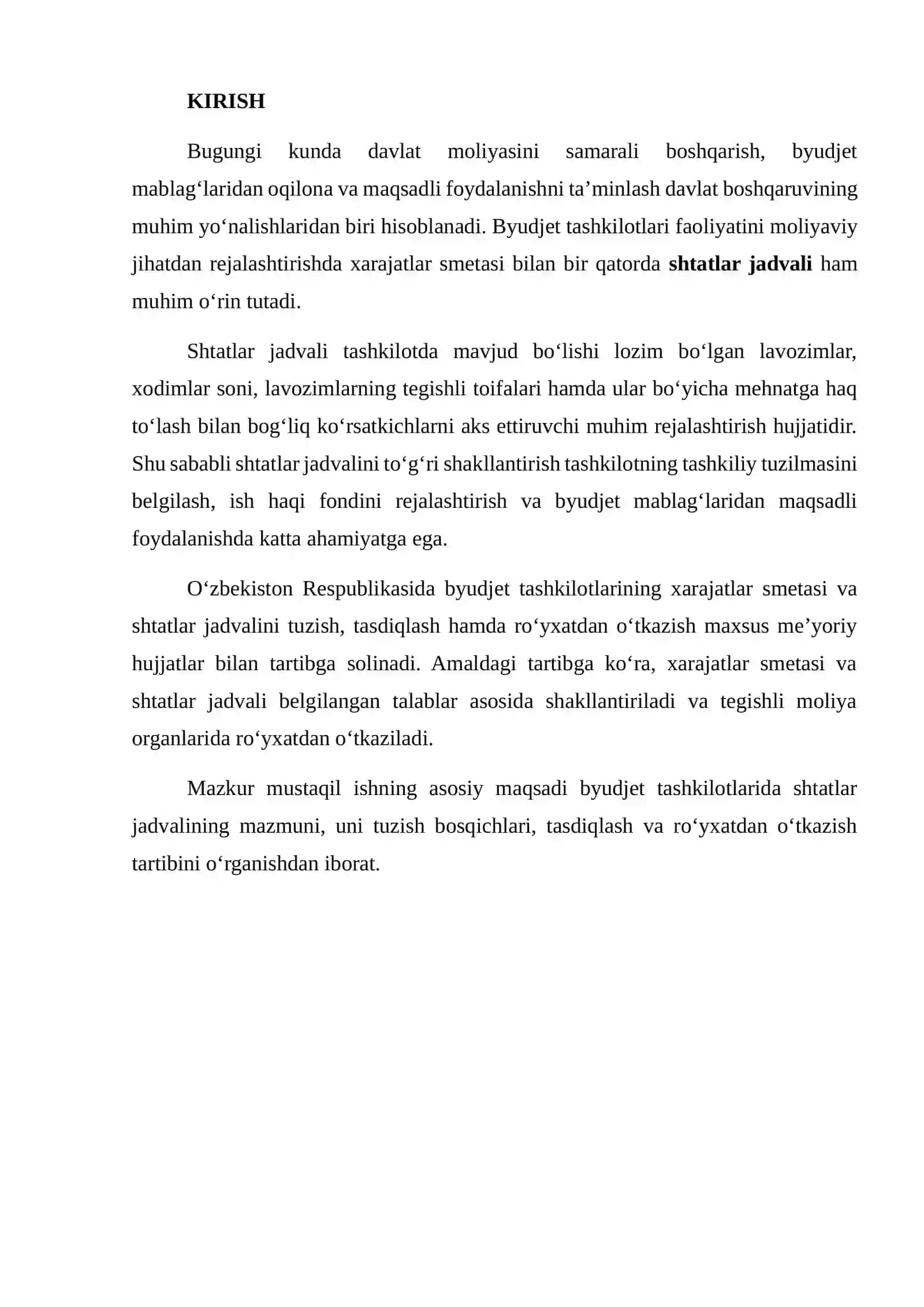 Shtatlar jadvali tuzish va tasdiqlash tartibi 2