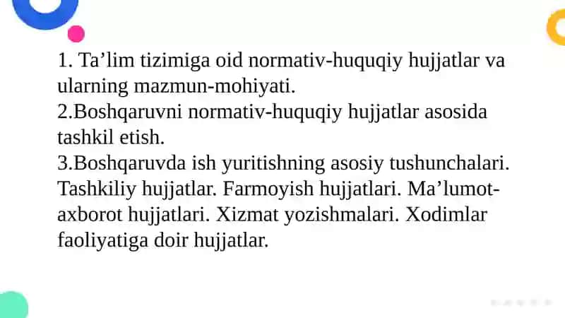 Ta’lim muassasasi boshqaruvning normativ-huquqiy asoslari 2
