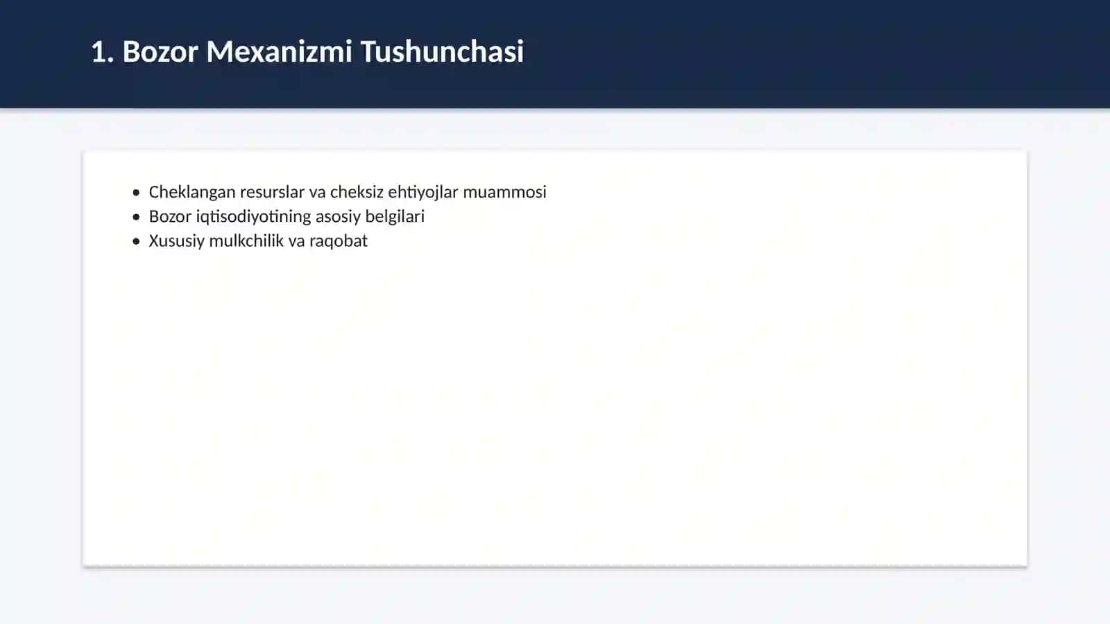 Bozor iqtisodiyoti va talab taklif qonuni 2