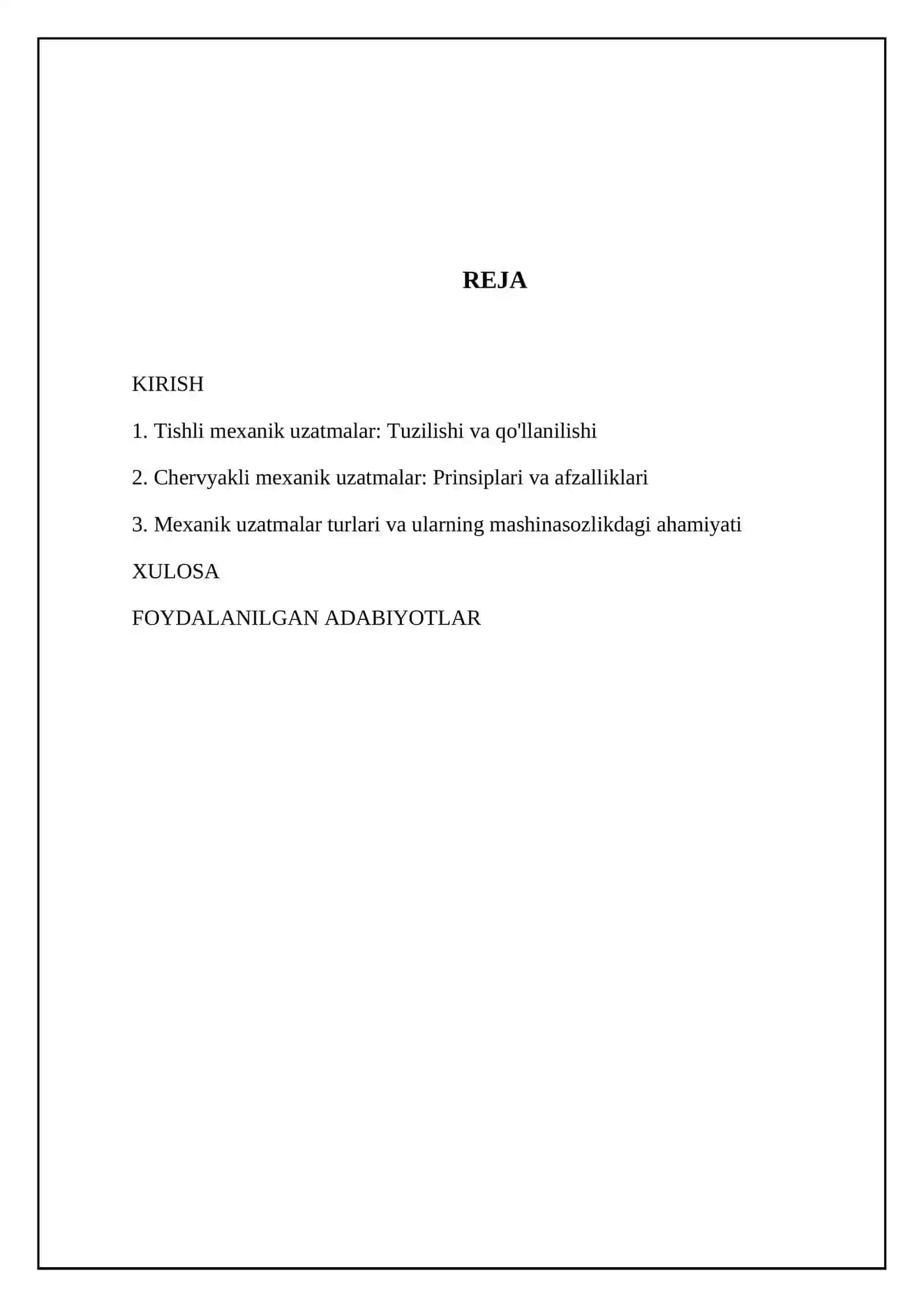 Mashinalarda ishlatiladigan mexanik uzatmalar (tishli, chervyakli va boshqalar) 2