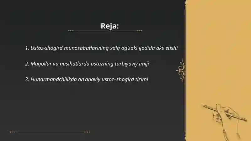 Ustoz shogird munosabatlarining xalq pedagogikasining manbalarning aks etishi 2