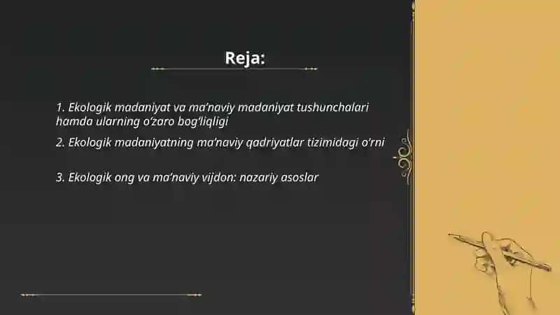 Ekologik madaniyatning maʼnaviy madaniyat tizimidagi oʻrni 2