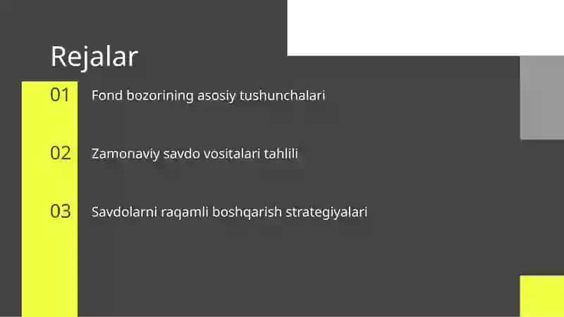 Fond bozori savdolarining zamonaviy shakllari 2