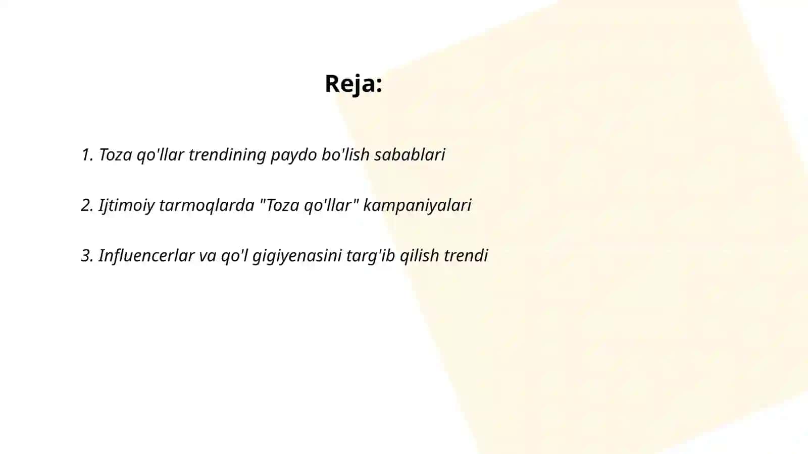 Toza qo'llar trendi 2