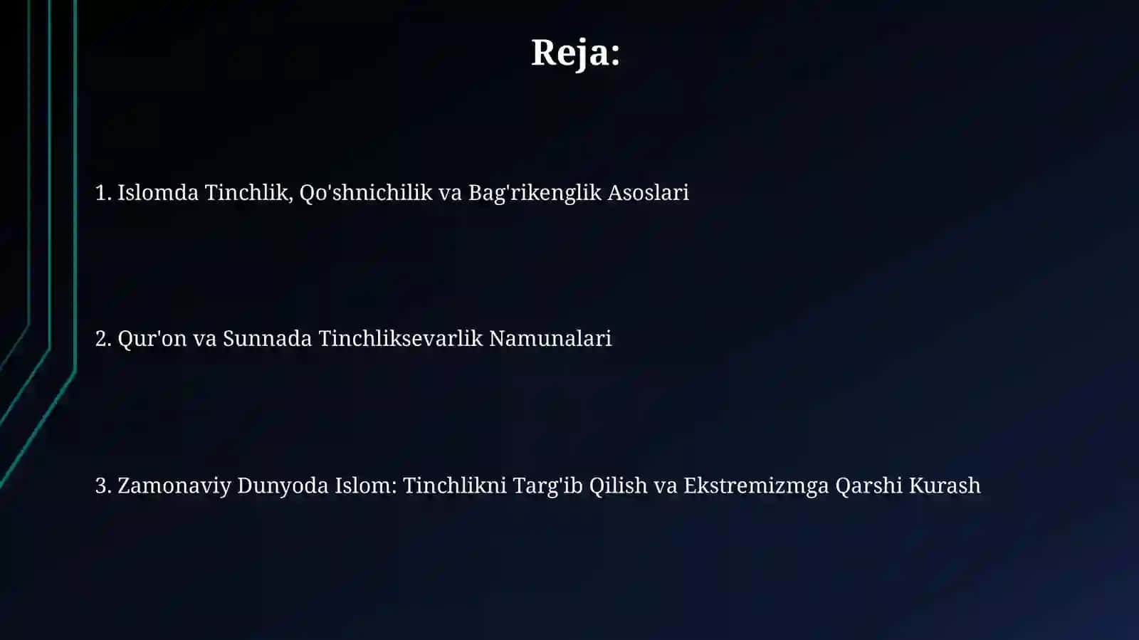 Islomda Tinchlik, Qo'shnichilik va Bag'rikenglik Asoslari 2