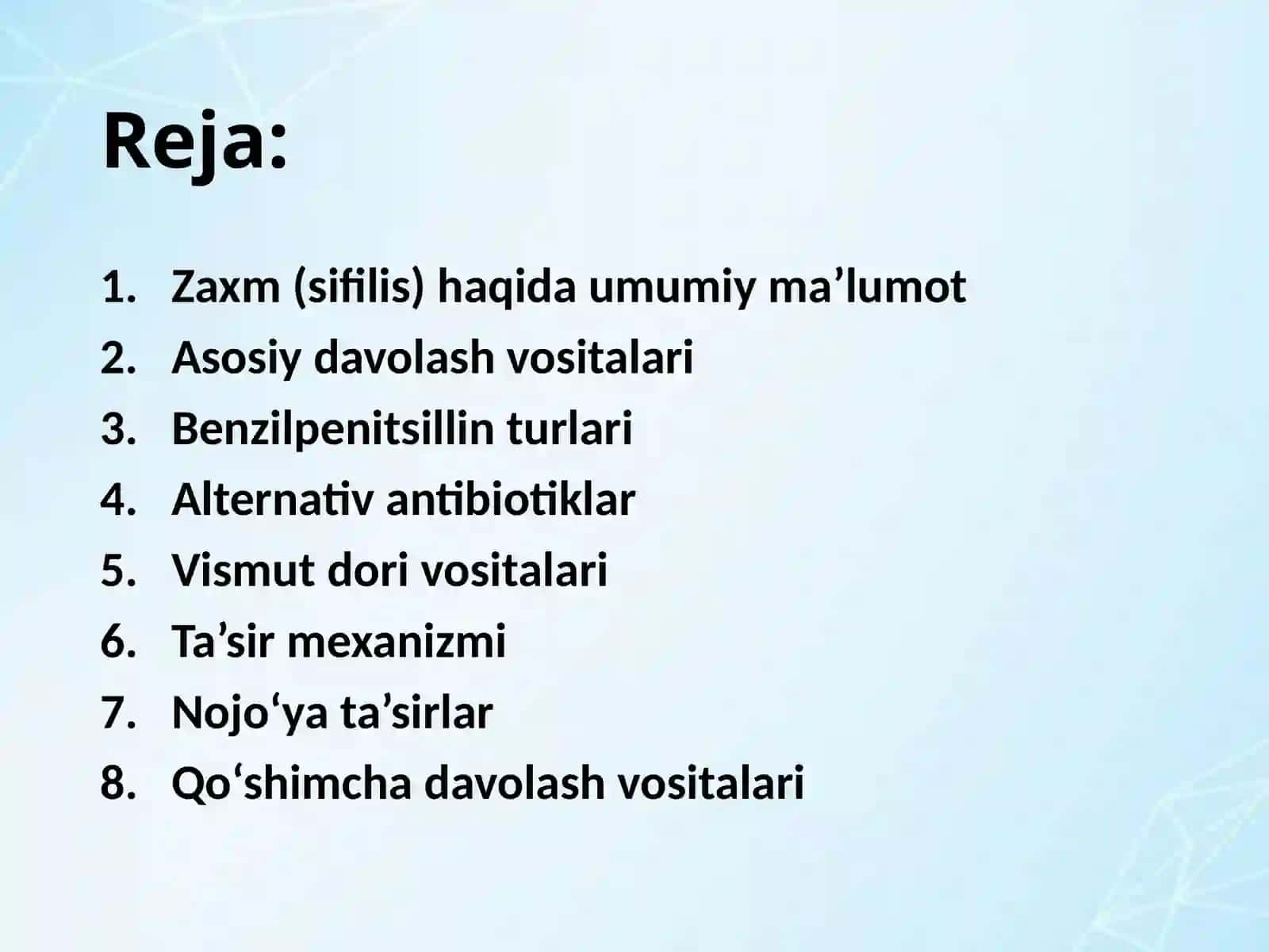 Zahm (Sifilis) ga qarshi vositalar 2
