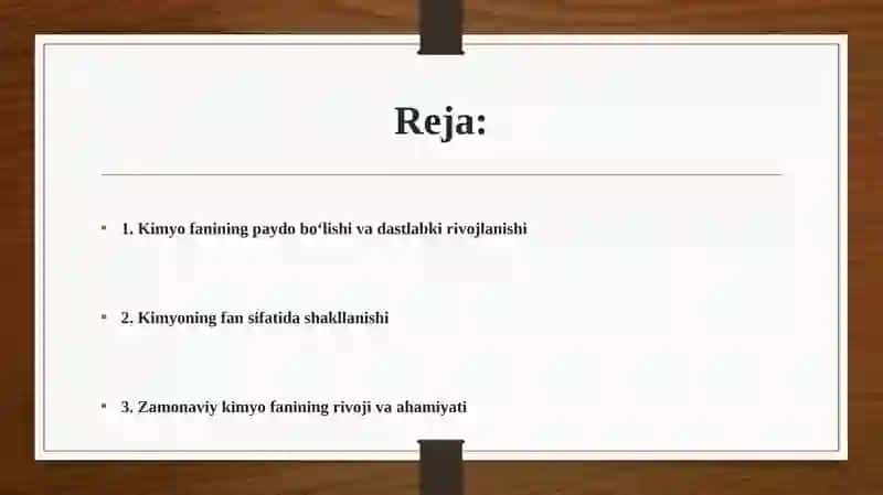 Kimyofanining rivojlanishi tarixi 2