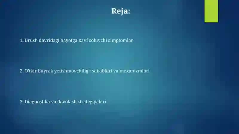 O‘tkir buyrak yetishmovchiligi: sabablari va mexanizmlari 2