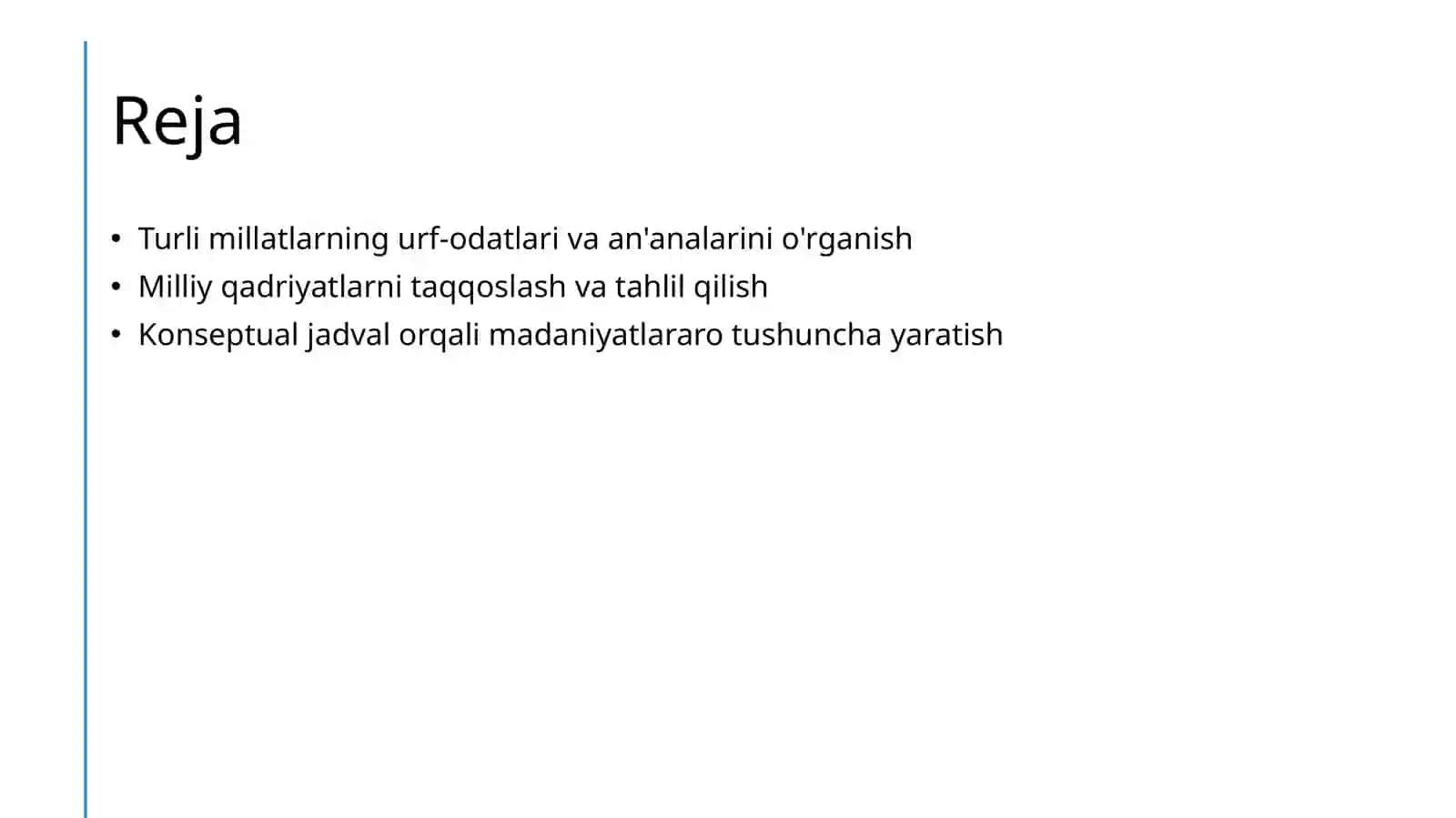 Turli millatlarning urf odatlari va an'analari mavzusida ijodiy matn tuzish. Turli millat qadriyatlarini Konseptual jadval asosida qiyoslash 2