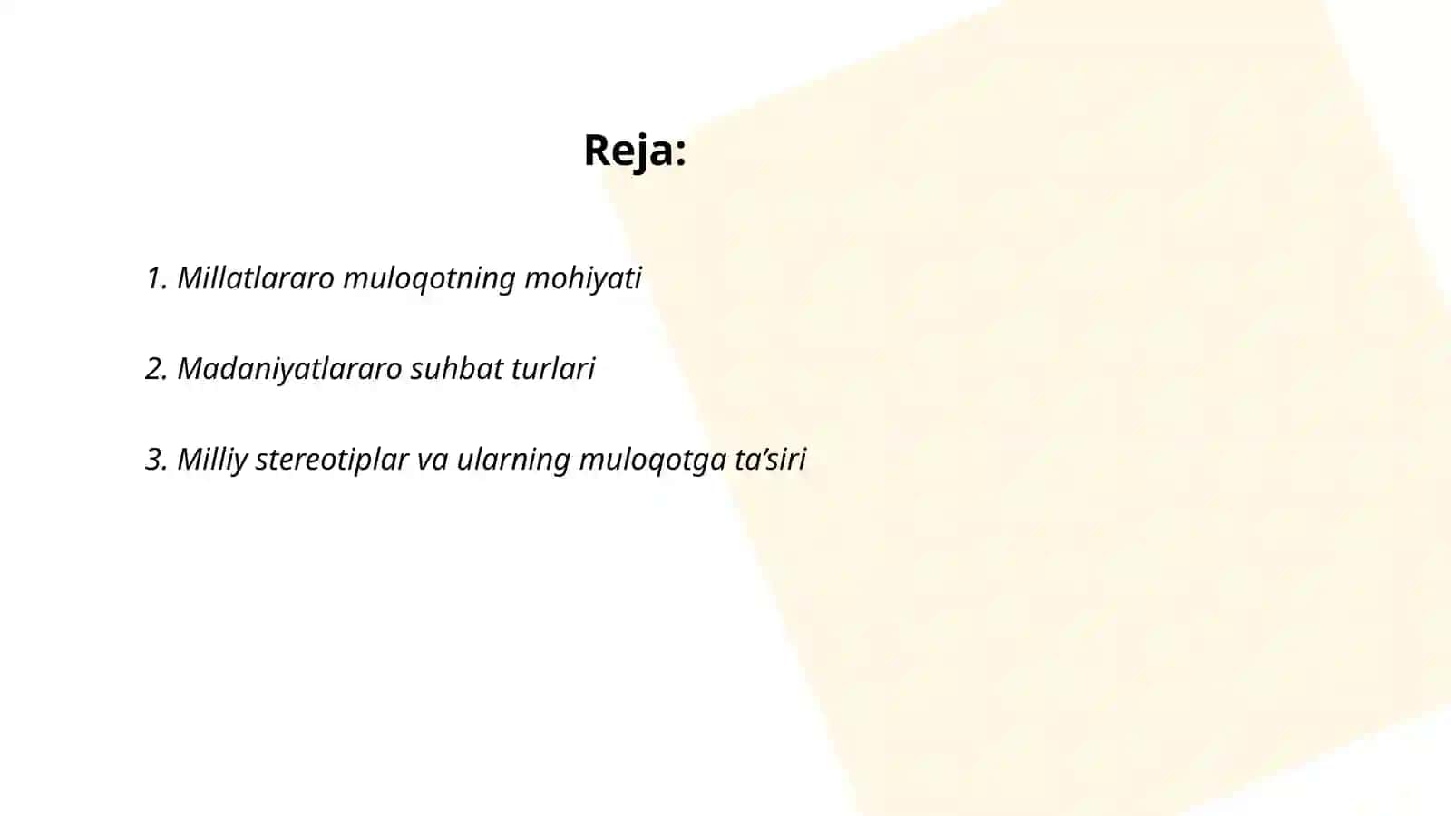 Millatlararo muloqot madaniyati 2