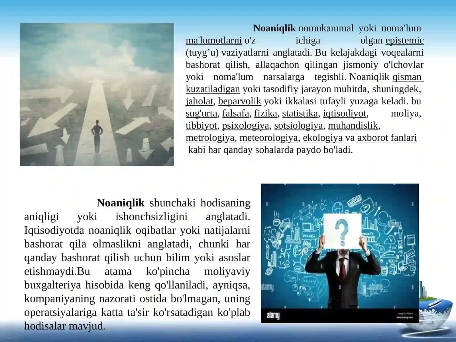 Mavhumlik va tavakkalchilik ISHLAB CHIQARISH NAZARIYASI VA MODELLARI Ishlab chiqarish xarajatlari RAQOBATLASHGAN BOZORLAR DAGI FIRMALAR FAOLIYATI 2