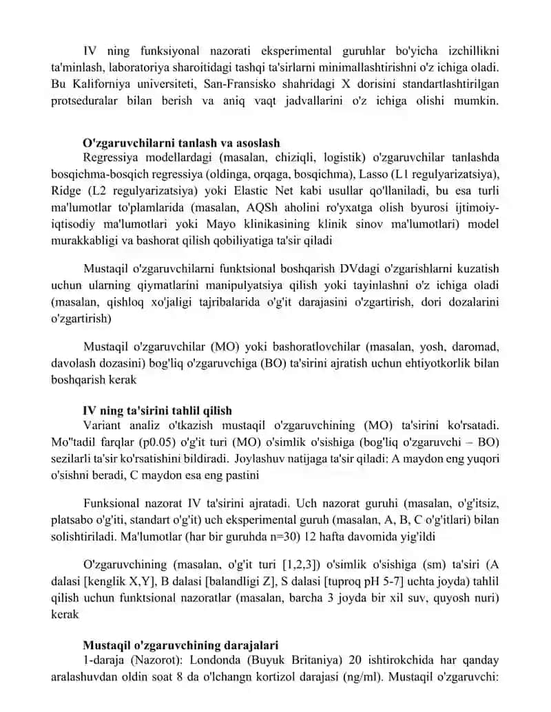 Mustaqil o'zgaruvchi tushunchasi va uning funksional nazorati 2