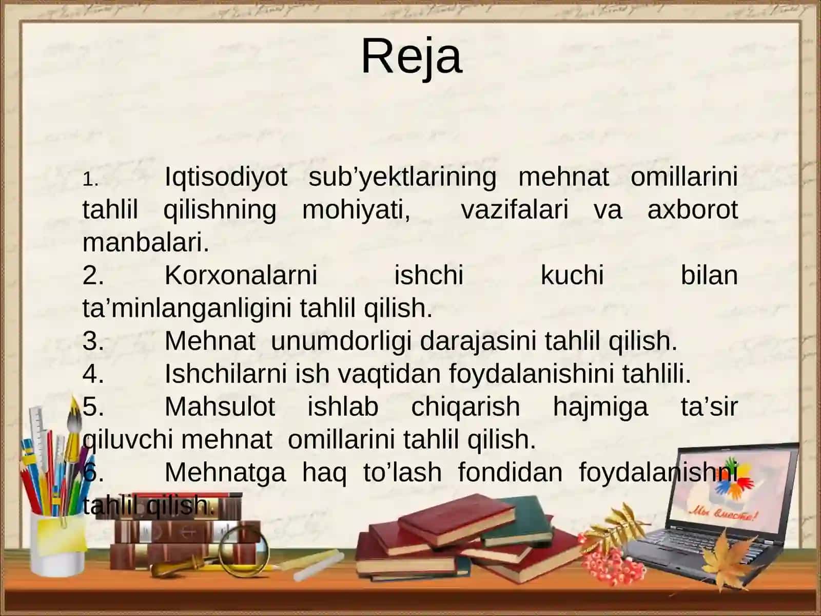 Mehant resurslari bilan ta'minlanganlik va mehnat unumdorligi tahlili 2