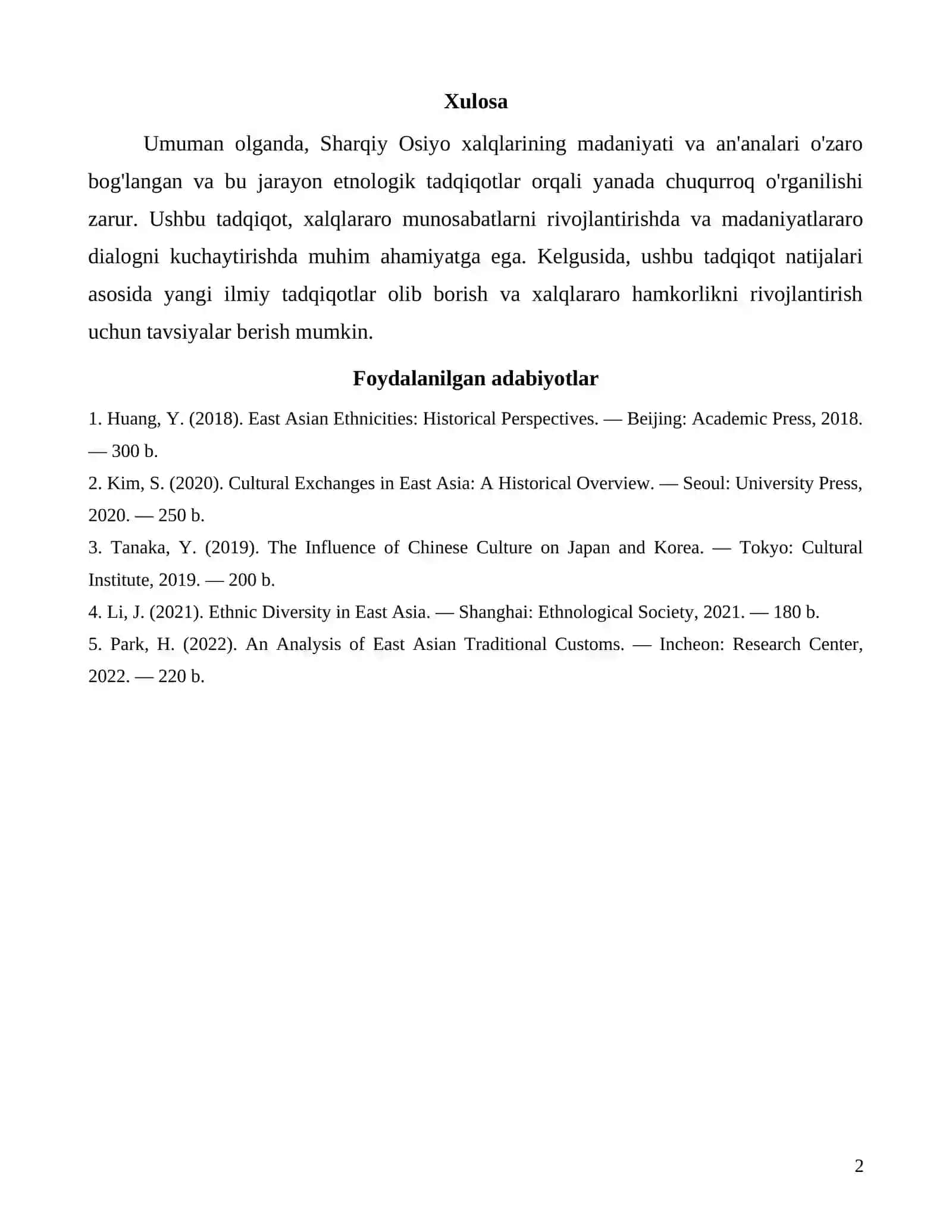 Sharqiy Osiyo xalqlari: Etnologik tadqiqotlar 2
