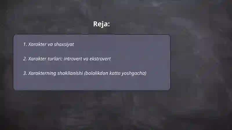 Xarakter va Shaxsiyat 2