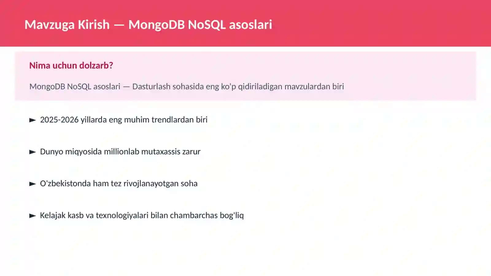 MongoDB NoSQL asoslari 2