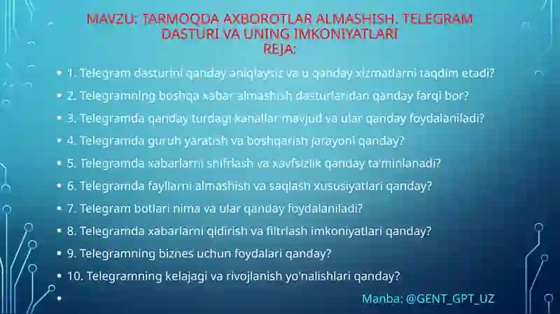 Zooinjeneriya yo’nalishi Mustaqil ta’lim 2