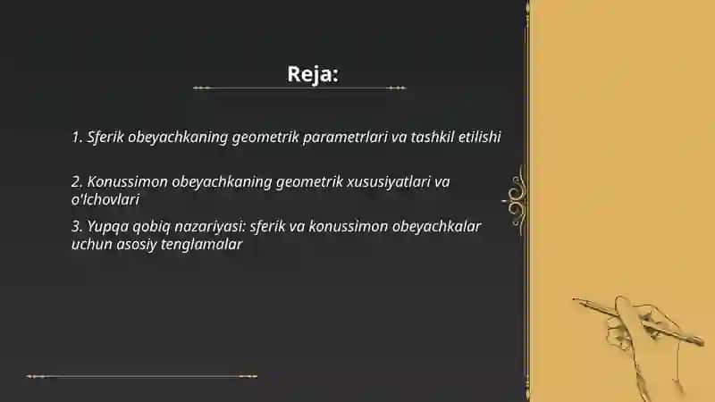 Sferik va konussimon obeyachkalar. Ularni mustahkamlikka hisoblash 2