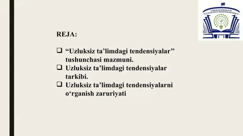 Uzluksiz ta'limdagi tendensiyalar 2
