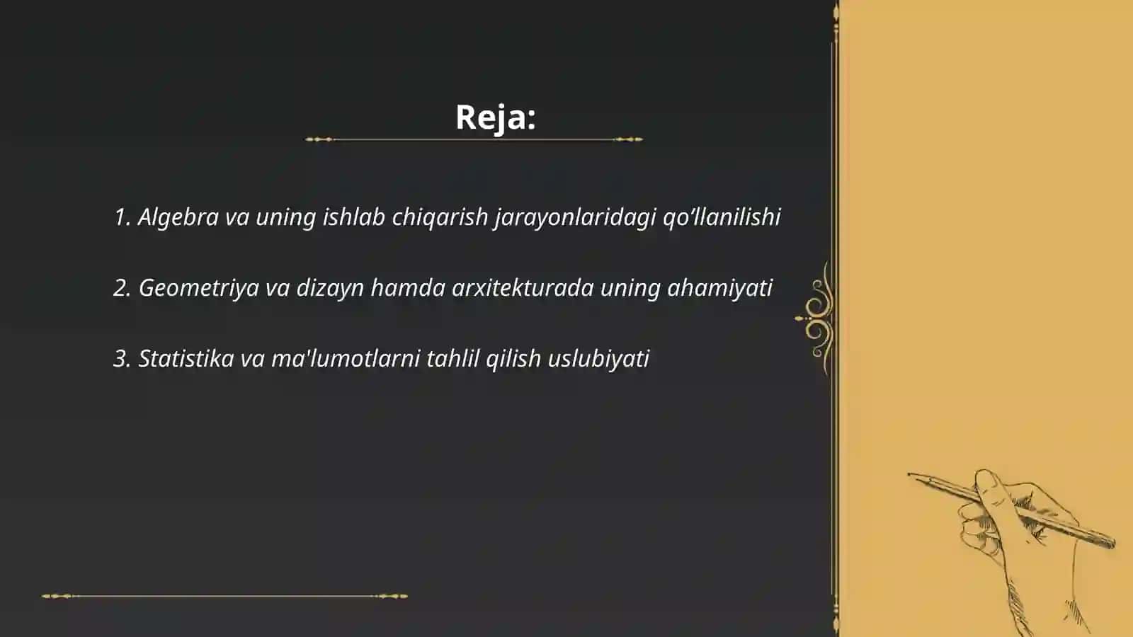 Matematikaning ishlab chiqarishdagi oʻrni va qoʻllanilishi 2